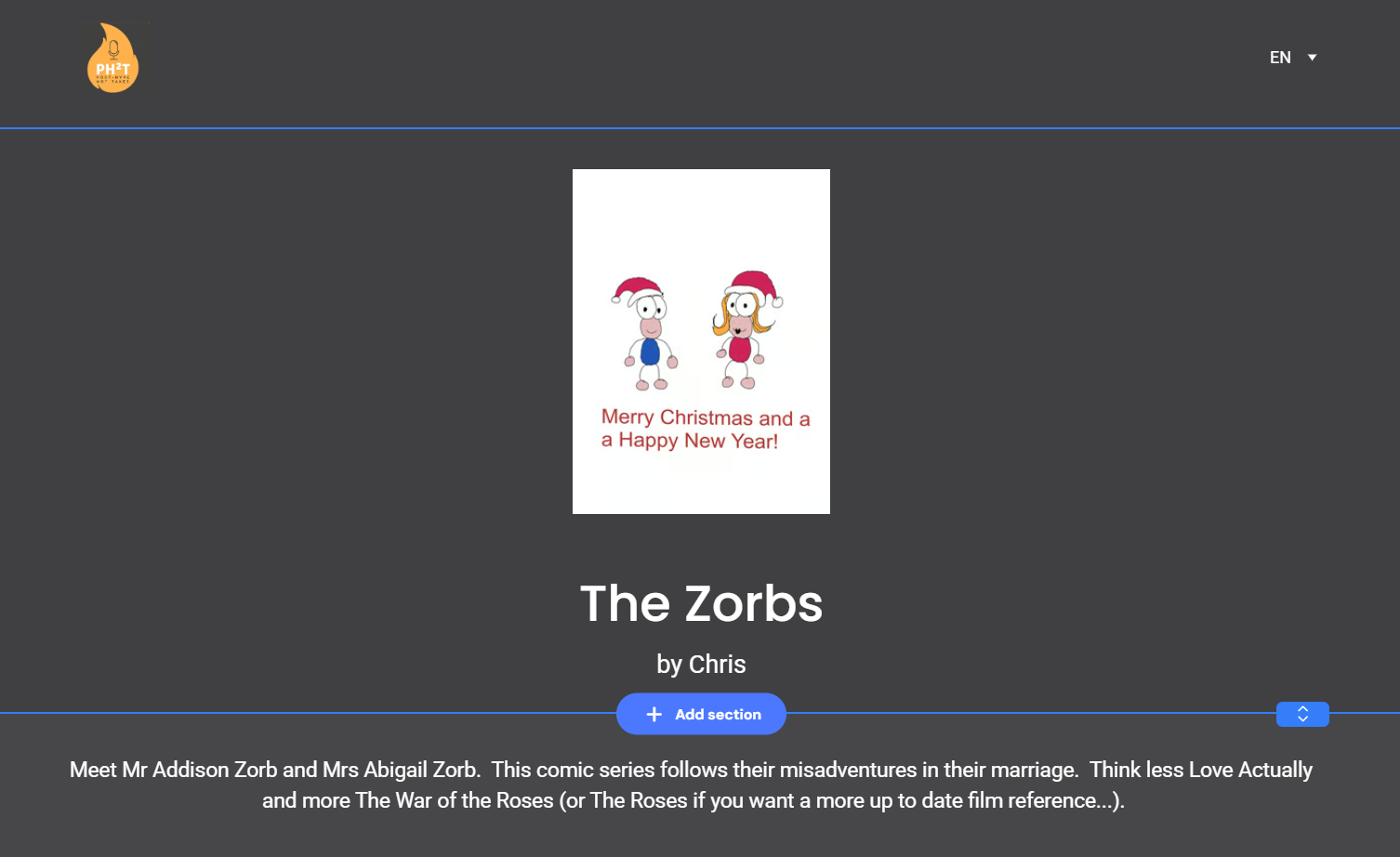 The Zorbs Christmas strip — Mr and Mrs Zorb celebrating an Earth Christmas